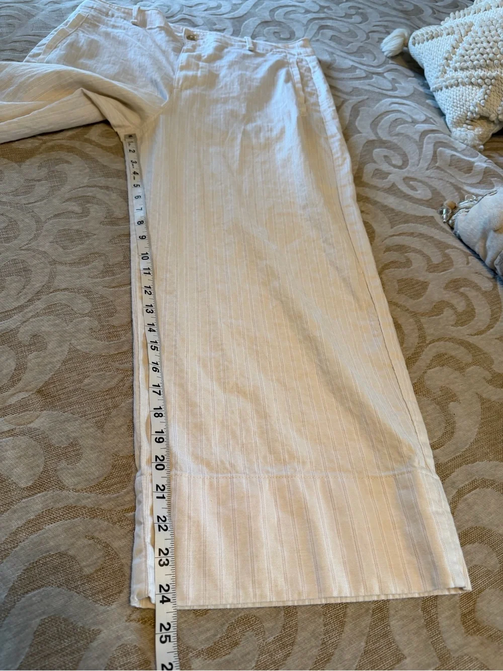 Banana Republic High Rise Wide Leg Linen Blend Crop Pants Natural Cream 12